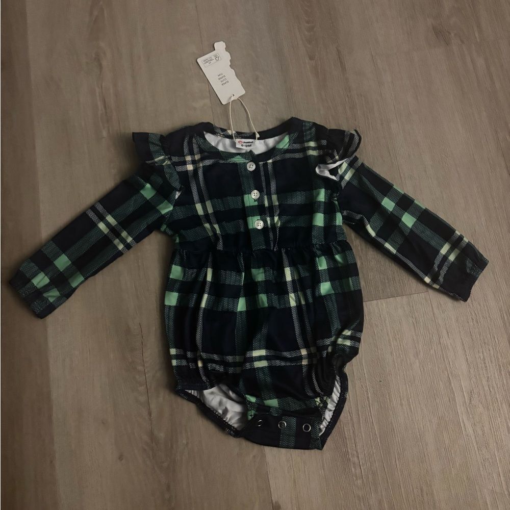 Pat Pat Plaid Long Sleeve Baby Romper